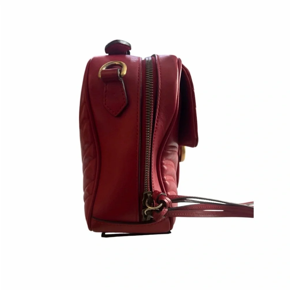 Gucci Red Quilted GG Shoulder Bag with Gold Hardware - Picture 8 of 15